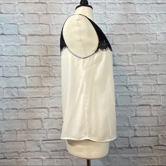 Forever 21 Lace Trimmed Button Back Tank Blouse M - Picture 6 of 11